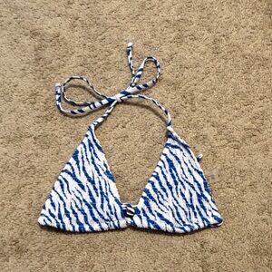 SHEIN Blue and White Bikini Top